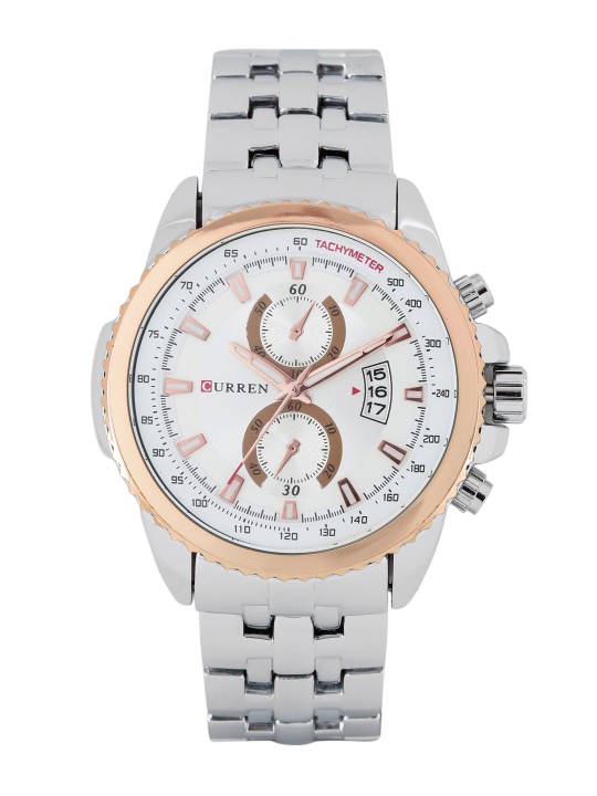 Men White & Silver-Toned Analogue Watch CUR27