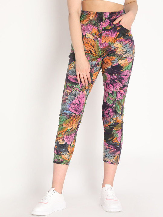 CHKOKKO Women Pink Printed Track Pant