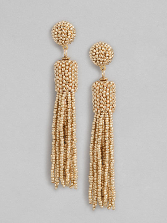 RICHEERA Gold-Toned Contemporary Drop Earrings