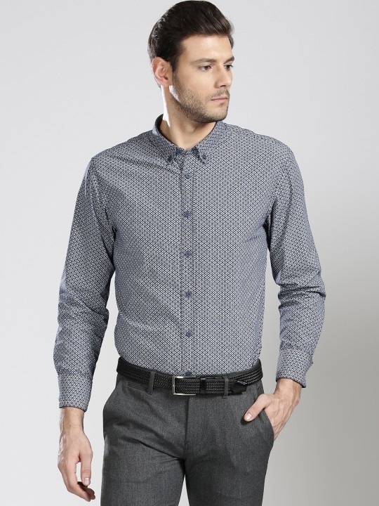Men Navy EdipoE Slim Fit Printed Casual Shirt 36