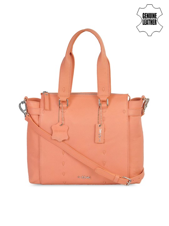 Coral Orange Genuine Leather Handbag