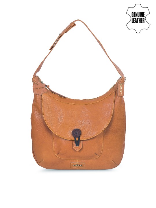 Tan Brown Genuine Leather Hobo Bag
