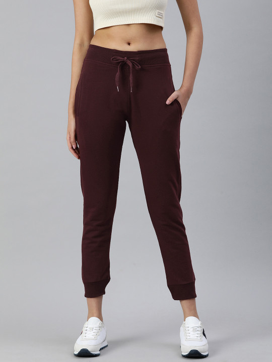 ADBUCKS Women Burgundy Solid Running Joggers