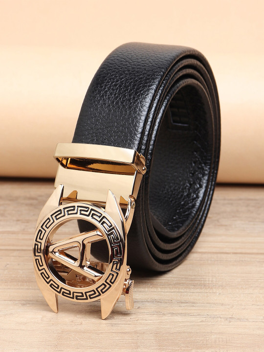 ZORO Men Black Alphabet Letter A Autolock Buckle Belt