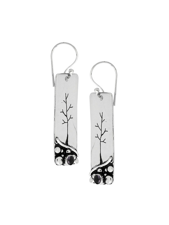 EL REGALO Silver-Toned Geometric Half Hoop Earrings