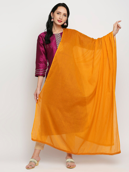 Dupatta Bazaar Women Mustard Yellow Solid Dupatta