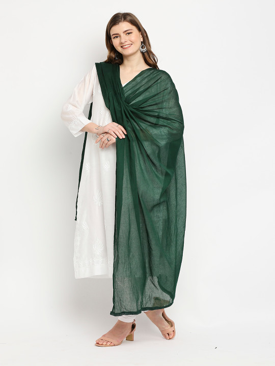 Dupatta Bazaar Green Pure Cotton Dupatta