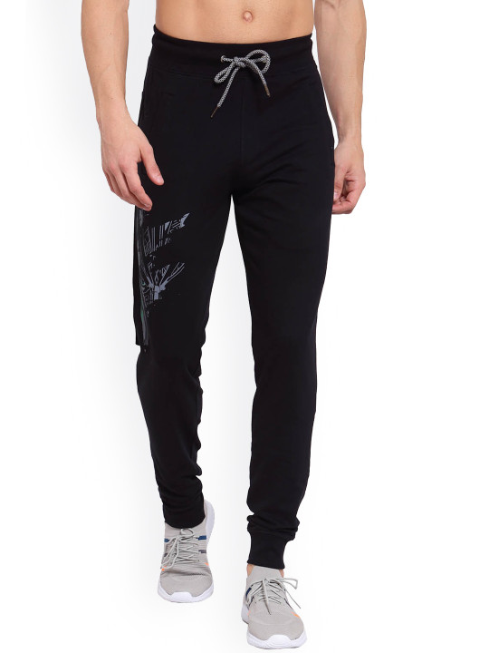 SPORTO Sporto Men Plus Size Black Solid Regular Fit Cotton Joggers