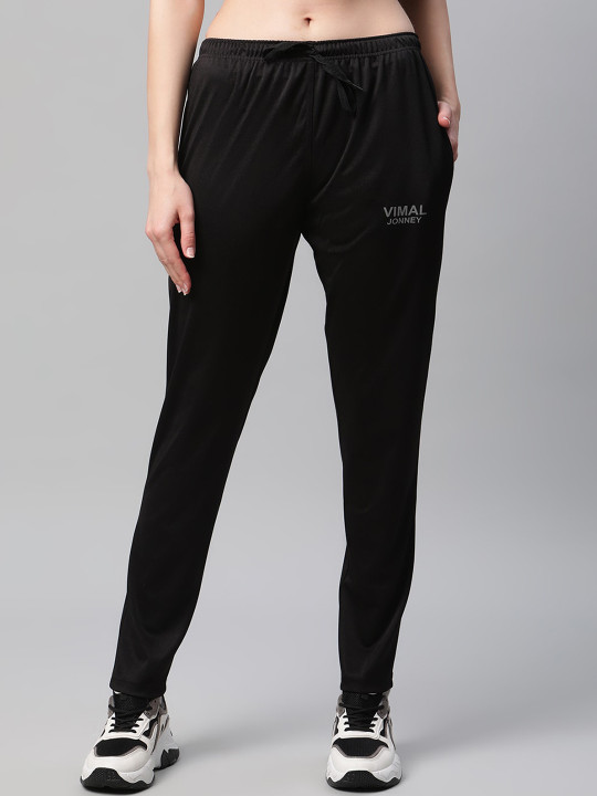 MACK JONNEY JONNEY Women Black Solid Track Pants