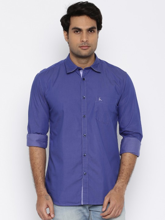 Men Blue Slim Fit Solid Casual Shirt 39
