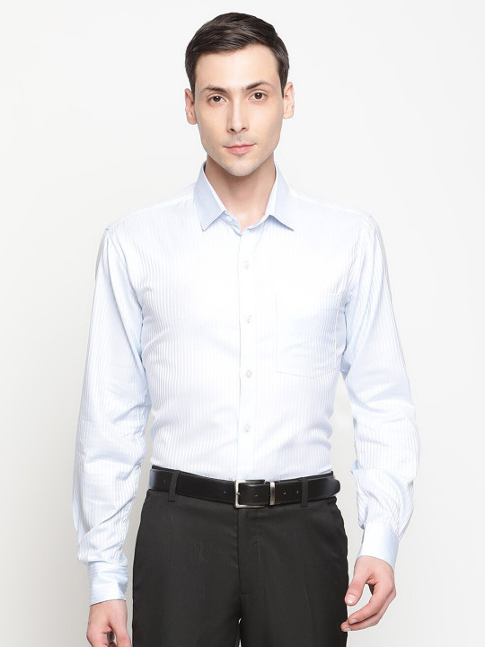 Copperline Men Blue Comfort Slim Fit Cotton Formal Shirt