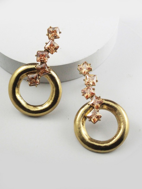 Gold-Plated Circular Drop Earrings