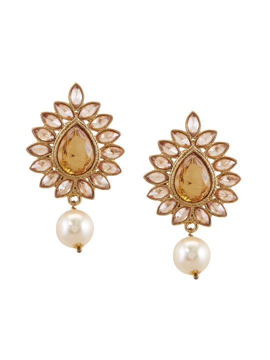 Gold-Toned Studded Drop Earrings