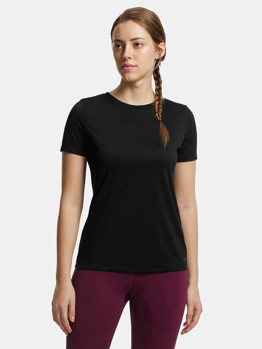 Jockey Microfiber Polyester Fabric Relaxed Fit Solid Round Neck Half Sleeve Tshirt - MW71
