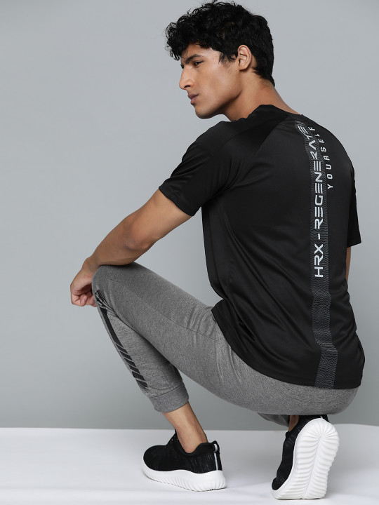 HRX by Hrithik Roshan HRX By Hrithik Roshan Training Men jet black Rapid-Dry Typography Tshirts