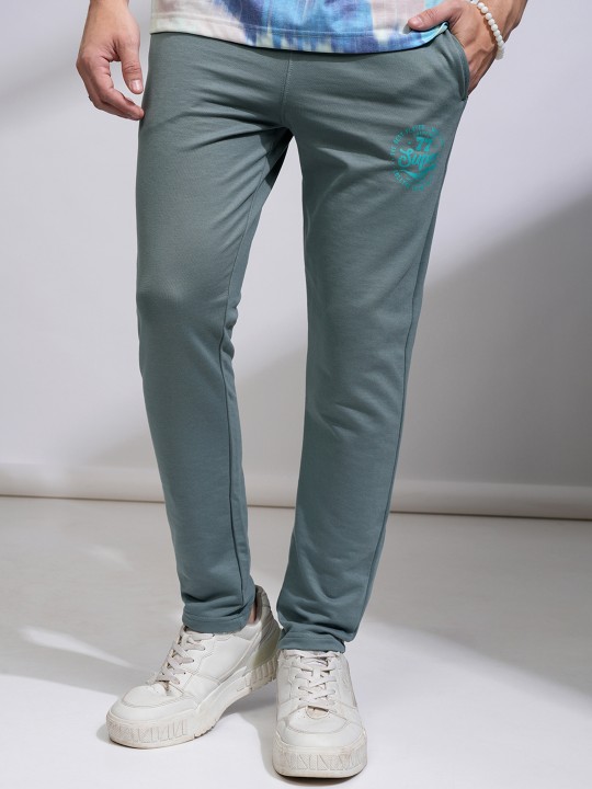 Men Grey Solid Slim-FitTrack Pants deal from myntra