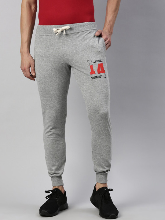 Joven Men Grey-Melange Solid Slim Fit Joggers