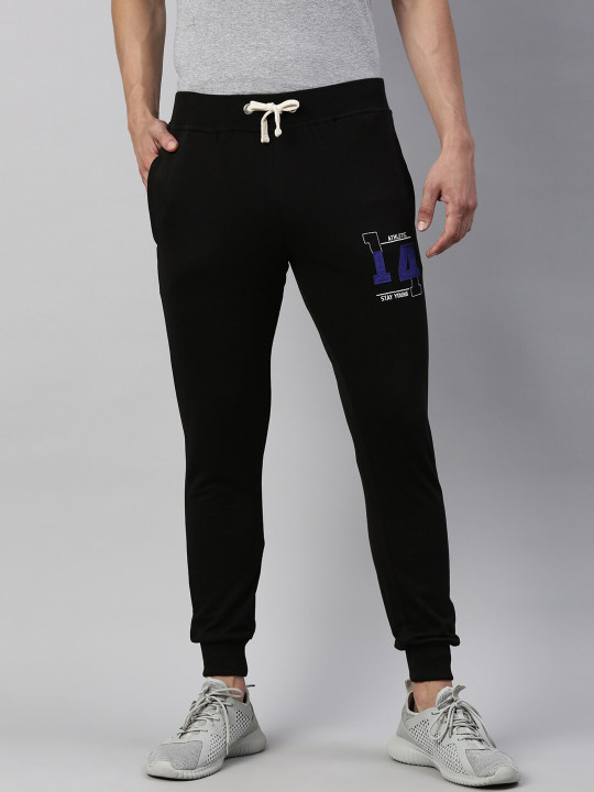 Joven Men Black Solid Slim-Fit Joggers