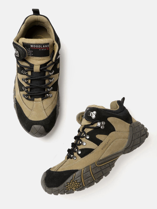 Woodland Men Khaki Solid Sneakers