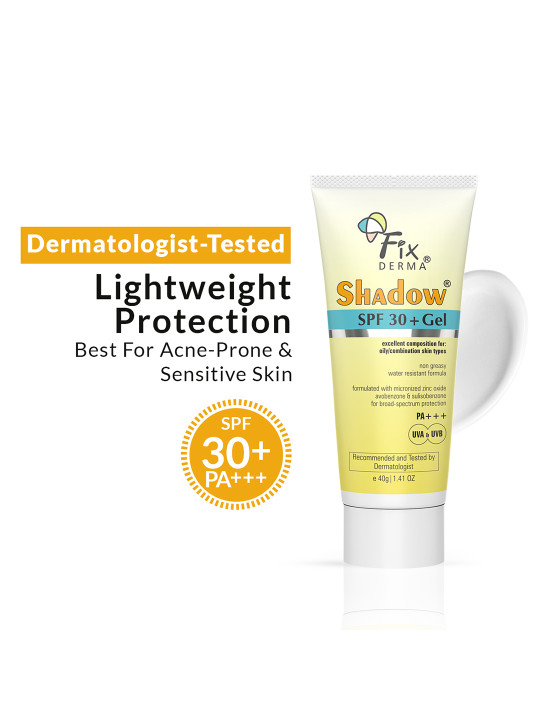 FIXDERMA Shadow Sunscreen SPF 30+ Gel for Oily Skin with PA+++ Protection - 40 g