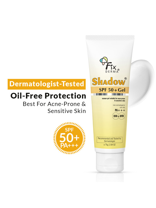 FIXDERMA Shadow Sunscreen SPF 50+ Gel For Oily Acne Prone Skin with PA+++ Protection - 75g