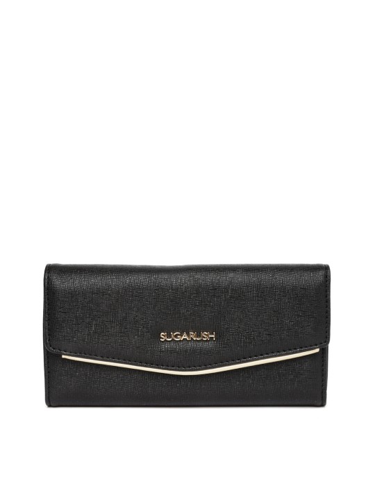 Women Black Textured Wallet