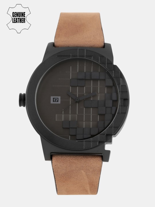 Unisex Gunmetal-Toned Textured Dial Watch TS1302C