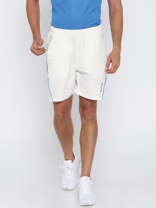 Men White Solid Sports Shorts 28