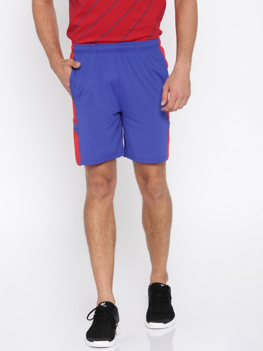 Men Blue Solid Regular Fit Sports Shorts 28