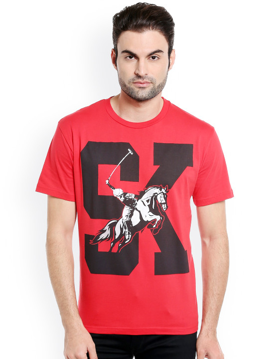Men Red Printed T-shirt