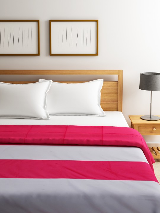 Pink & White Striped Single Comforter