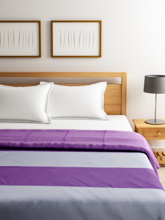 Purple & White Striped Single Comforter