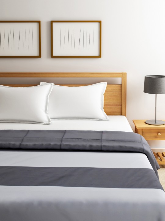 Grey Striped Single Comforter