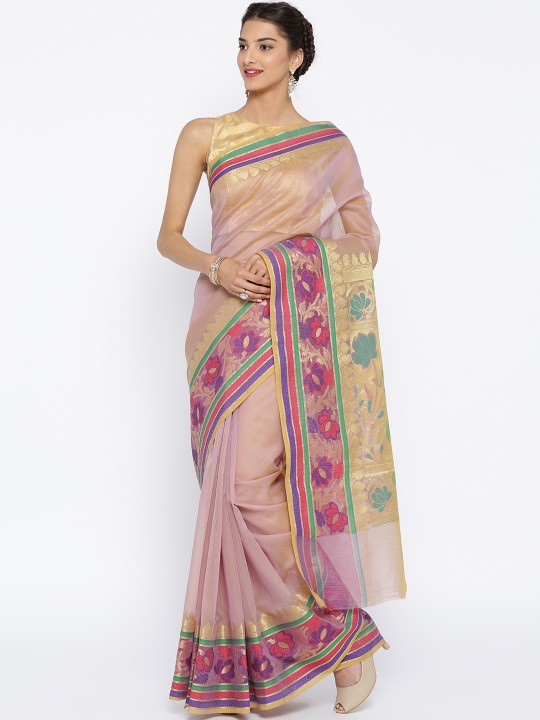 Lavender Supernet Dual-Toned Patterned Banarasi Saree