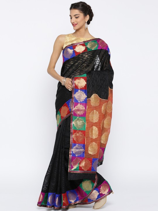 Black Supernet Woven Design Banarasi Saree