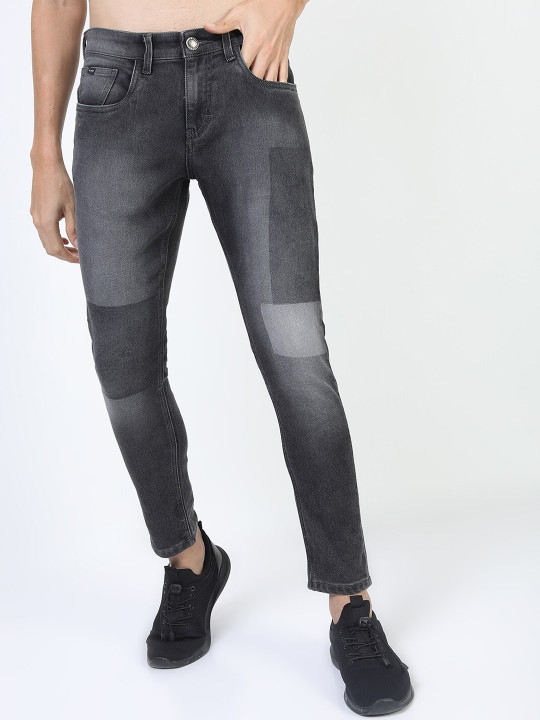 HIGHLANDER Men Grey Tapered Fit Light Fade Stretchable Jeans