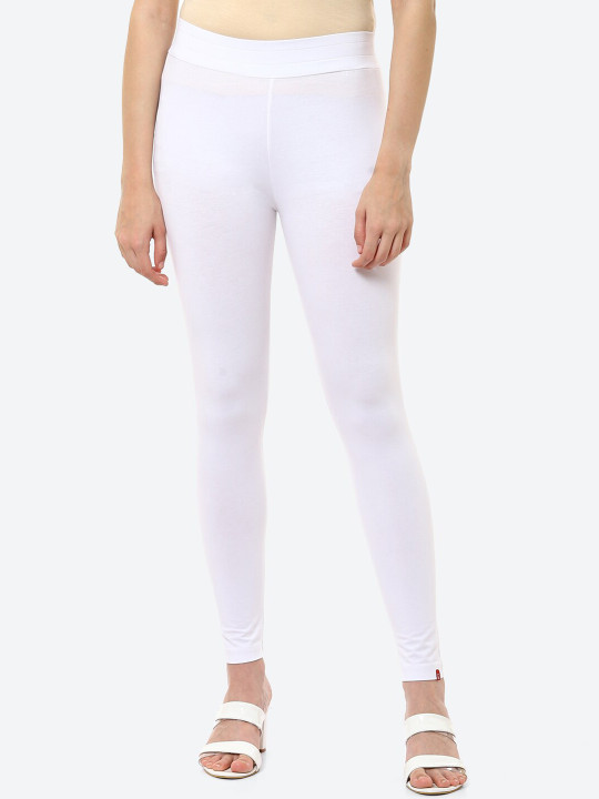 Biba Women White Solid Ankle Length Leggings