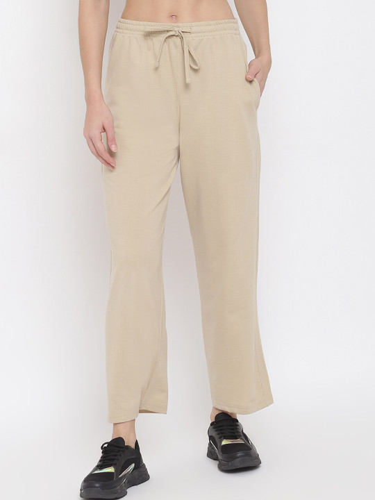 MKH Women Beige Solid Track Pant