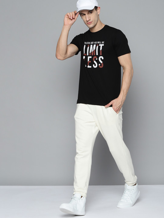 HRX by Hrithik Roshan HRX By Hrithik Roshan Lifestyle Men Jet Black Bio-Wash Brand carrier Tshirts