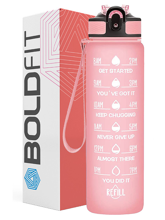 Pink Typography Plastic Filter Sipper - 1L