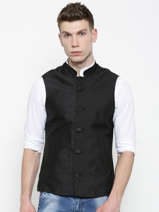 Black Slim Fit Nehru Jacket S