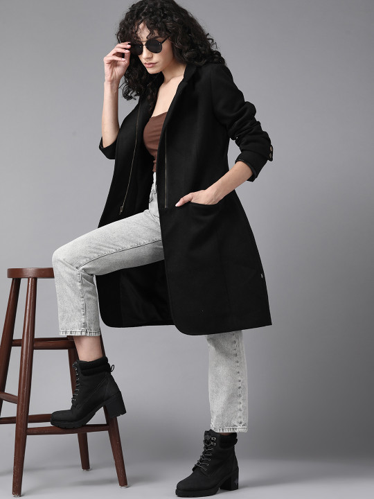 Roadster Women Black Longline Tailored Jacket