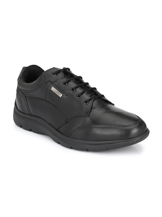 MONDAIN Men Black Leather Sneakers