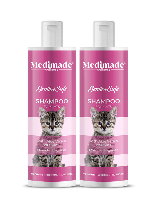 Medimade Set of 2 Gentle + Safe Cat Shampoos with Aloe Vera & Vitamin E - 200ml each
