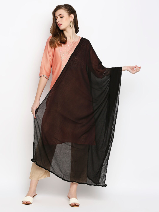 Dupatta Bazaar Black Solid Pure cotton Dupatta