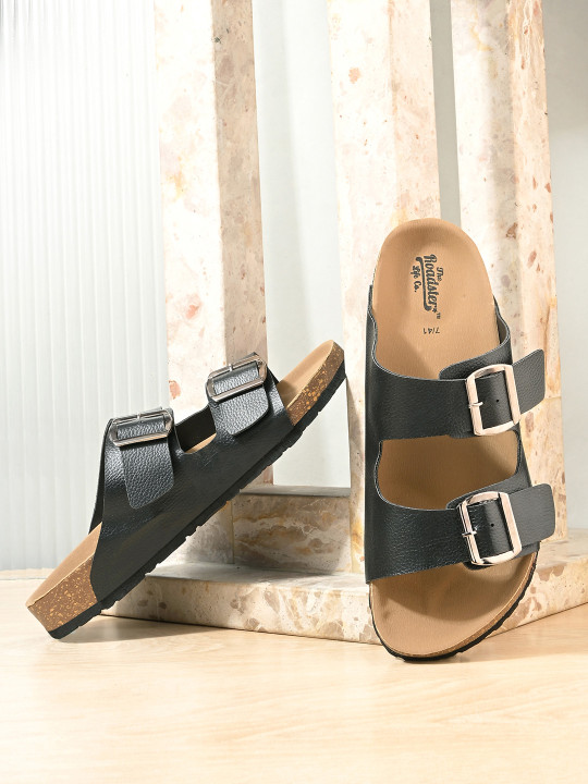 Roadster Men Black & Tan Comfort Sandals