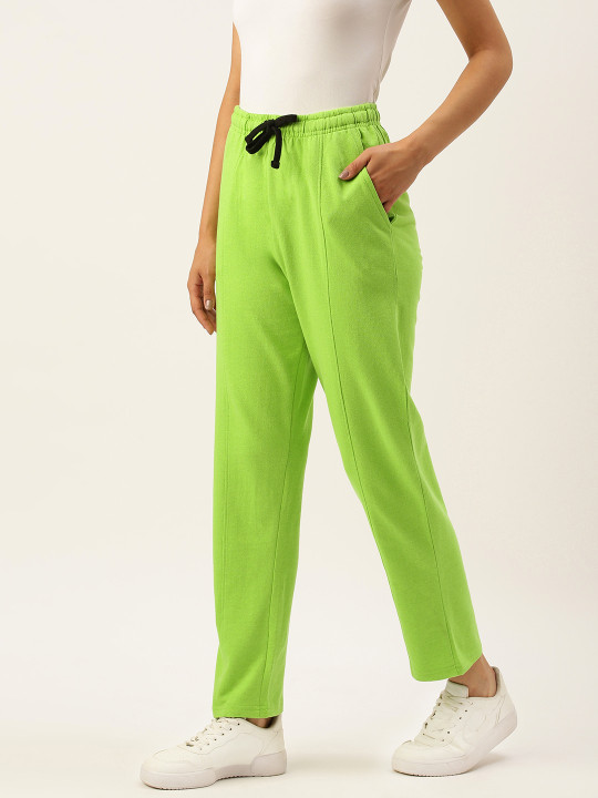 ARISE Women Neon Green Solid Track Pants