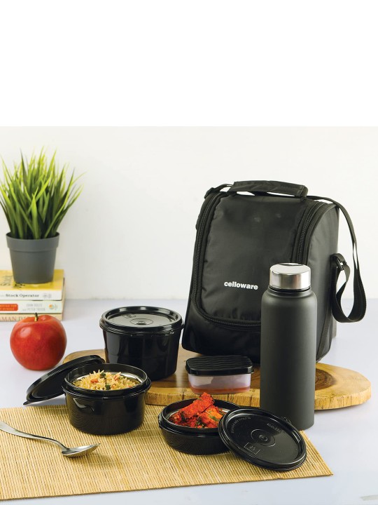 Cello Black Solid Lunch Box Kitchen Storage