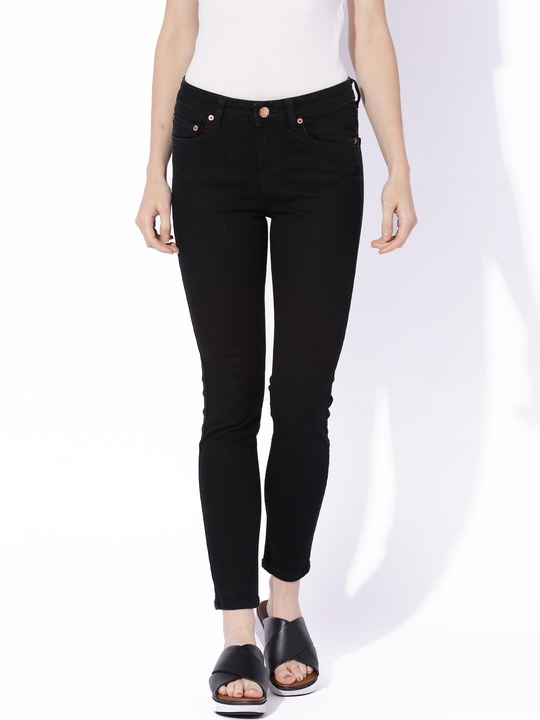 Women Black Regular Fit High-Rise Clean Look Stretchable Jeans