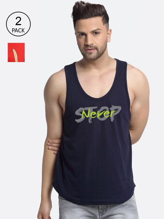 Friskers Men Pack Of 2 Printed Cotton Innerwear Vests